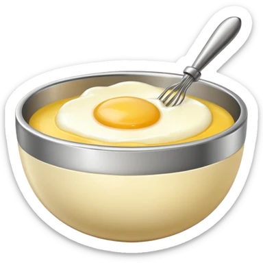 beaten egg in a bowl, There is a whisk inside the bowl. sticker