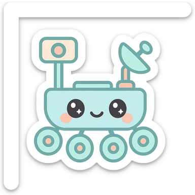 Mars Rover emoji icon, kawaii style, cute and approachable, suitable for social media sticker