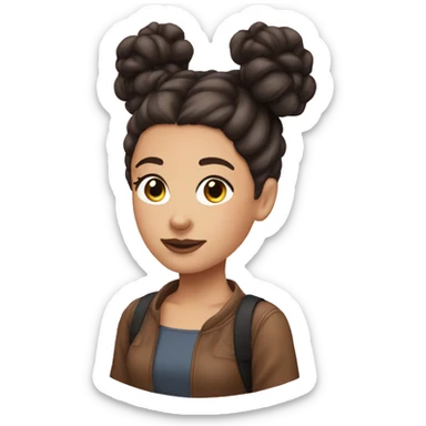 Brunette with space buns sticker