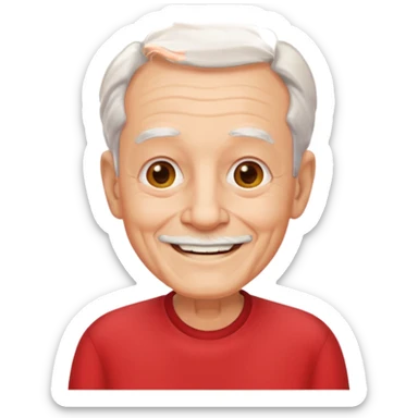 elderly man with red shirt sticker