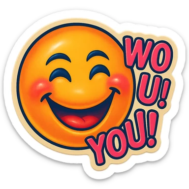 excited smile with mouth closed Z
add the words W You! in pink sticker