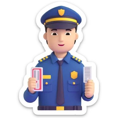 security guard with ticket in hand sticker