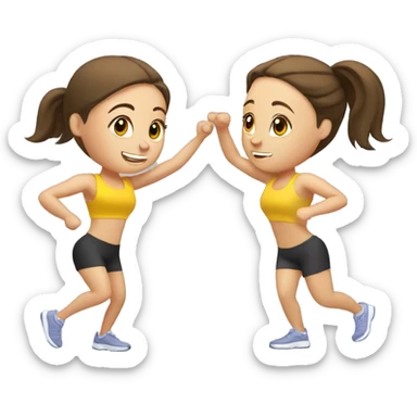 Two brunette white girls working out sticker