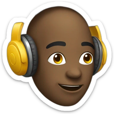 Head with headphones enjoys music sticker