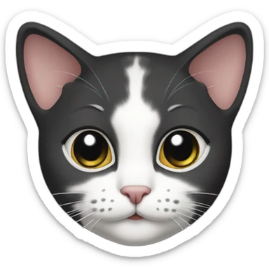 Cat-female-black-white-small-ears sticker