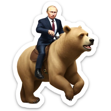 Putin riding a bear  sticker