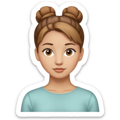 Light brown hair, light brown eyed female cutie that always wears her hair in a bun on the top of her head  sticker