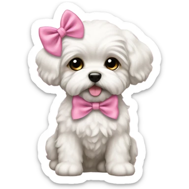Schichon puppy pink bow sticker