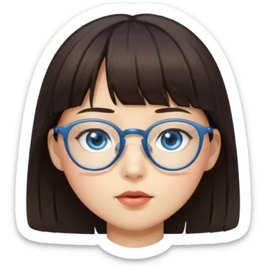 Asian girl with bangs and glasses with brunette blue eyed boy sticker