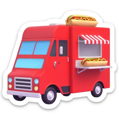 generate me a 3D red truck shawarma food truck sticker
