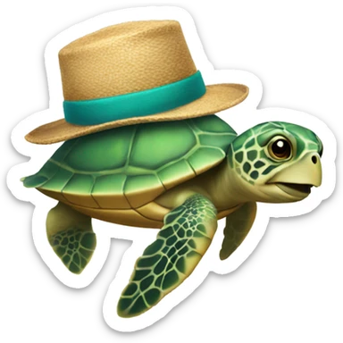 sea turtle with hat  sticker