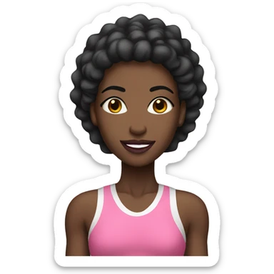 A tall female black athlete with pink lipstick. sticker