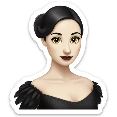 Black swan ballet woman, pale skin with black hair sticker
