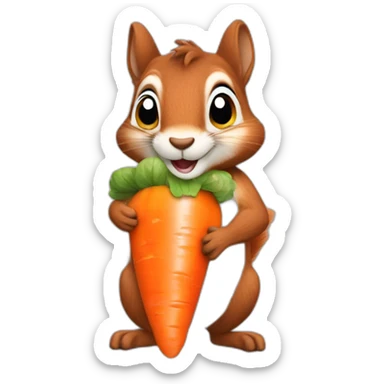 a squirrel holds a carrot in its paws sticker