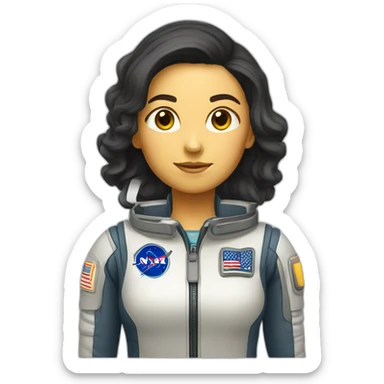  space explorer: female straigth dark hair, full body sticker
