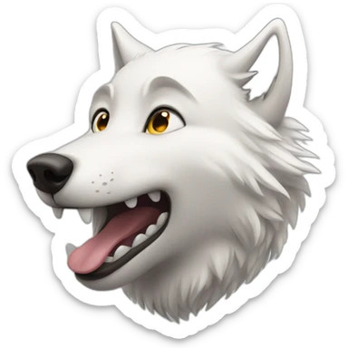 White wolf giggling sticker