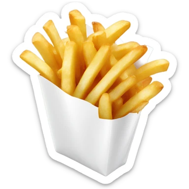 French fries in white packaging sticker
