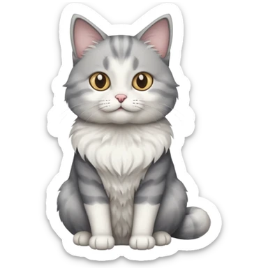 a grey and white cat sitting regally sticker