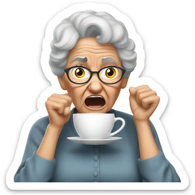 angry grandma can't hear cup her hand to her ear sticker