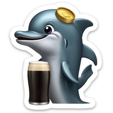 can you create me a dolphin drinking guinness  sticker