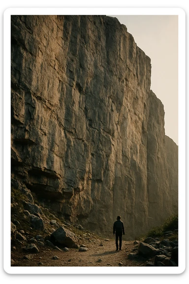 standing at the foot of the cliff sticker