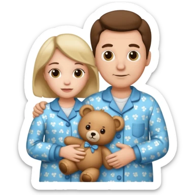 ma and pa kettle wearing pajamas and holding teddy bears sticker