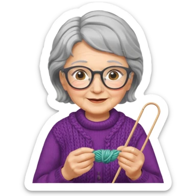 grandma knitting sticker