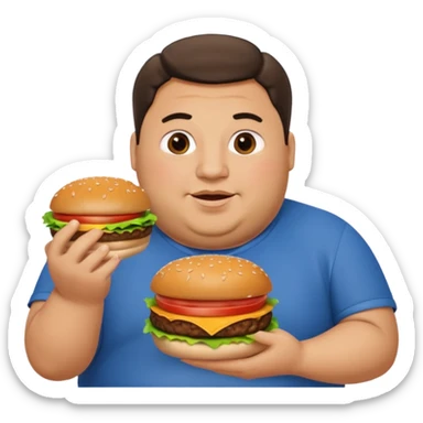 fat guy holding burger sticker