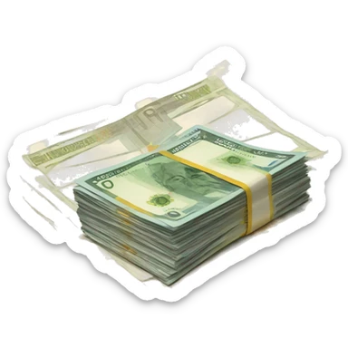 legal document, with stack of euro banknotes on top of it sticker