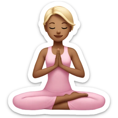 blonde yoga girl light pink clothes n sticker
