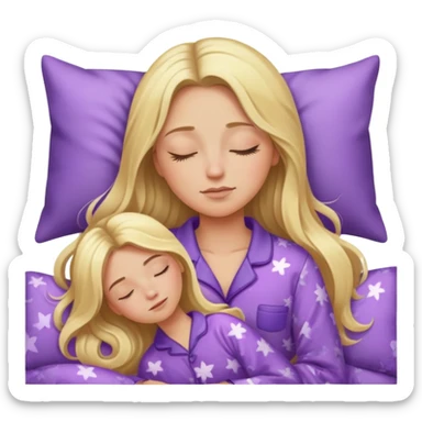 Long blonde hair woman sleeping in purple pajamas  sticker