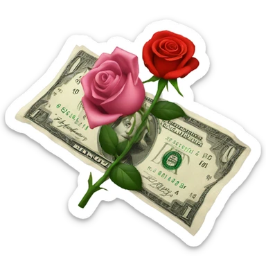 money and rose  sticker