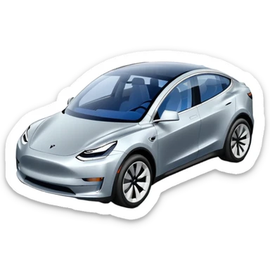 A Tesla Model Y parallel parking with a blue trajectory showing the planned path sticker