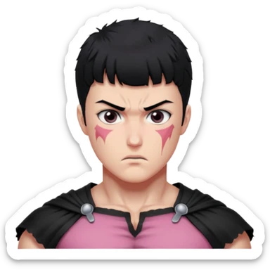 Guts from berserk, pink thin scar over nose sticker