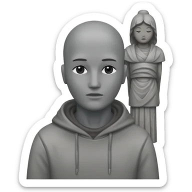 Una persona con la cabeza. De 🗿 pero sin rostro y con la ropa gris sticker