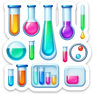 Epoxy resin art icon, decorative pieces made with epoxy resin, including vibrant, fluorescent resin jewelry and small ornaments, visible tubes of fluorescent epoxy resin, mixing tools, minimalistic style, clean lines, transparent background. sticker