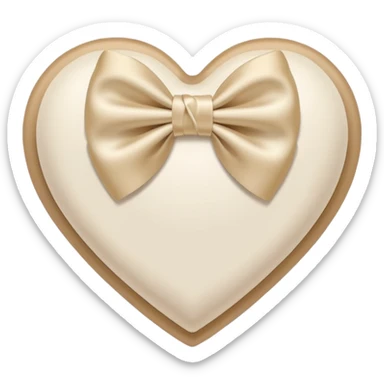 white heart with beige bow sticker