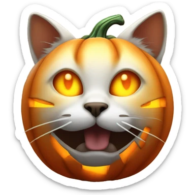 Cat glowing Jack-o-lantern sticker