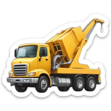 tow truck carrying a truck sticker