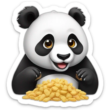 panda eating snacks sticker