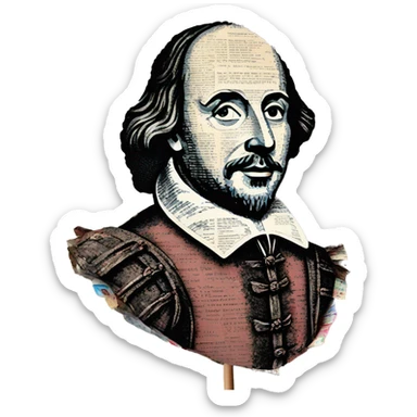Shakespeare made of newspaper cuttings 420 roses flowers sticker