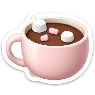 pale pink mug of cacao with mini marshmallows  sticker