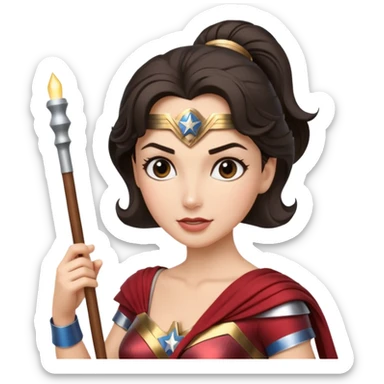 Wonder Woman holding white orchestra conductor’s baton sticker
