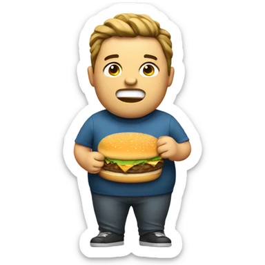 Fatty eating a hamburger  sticker