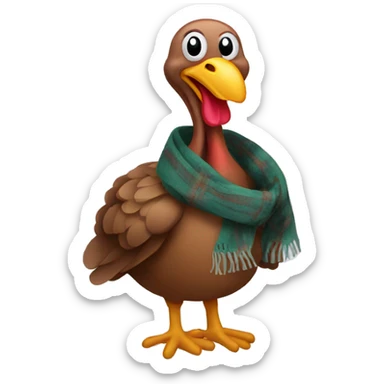 a turkey wearing a scarf sticker