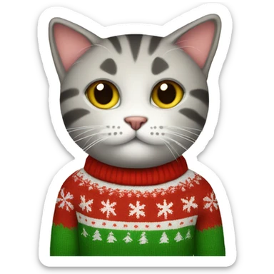 Cat with a Christmas sweater  sticker