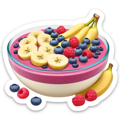 smoothie bowl with bananas, raspberries and blueberries  sticker