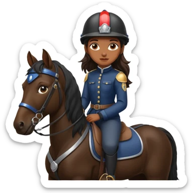 Brown girl on black shire horse  sticker