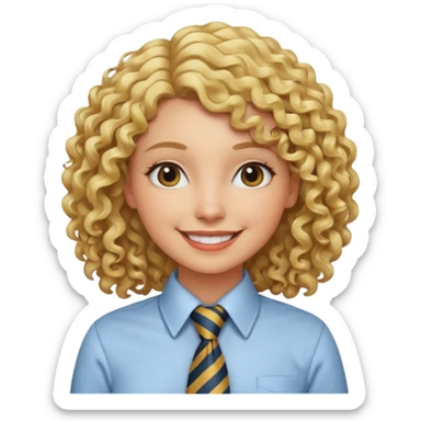curly woman blonde with tie sticker