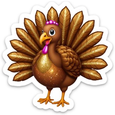 Brown glitter turkey sticker